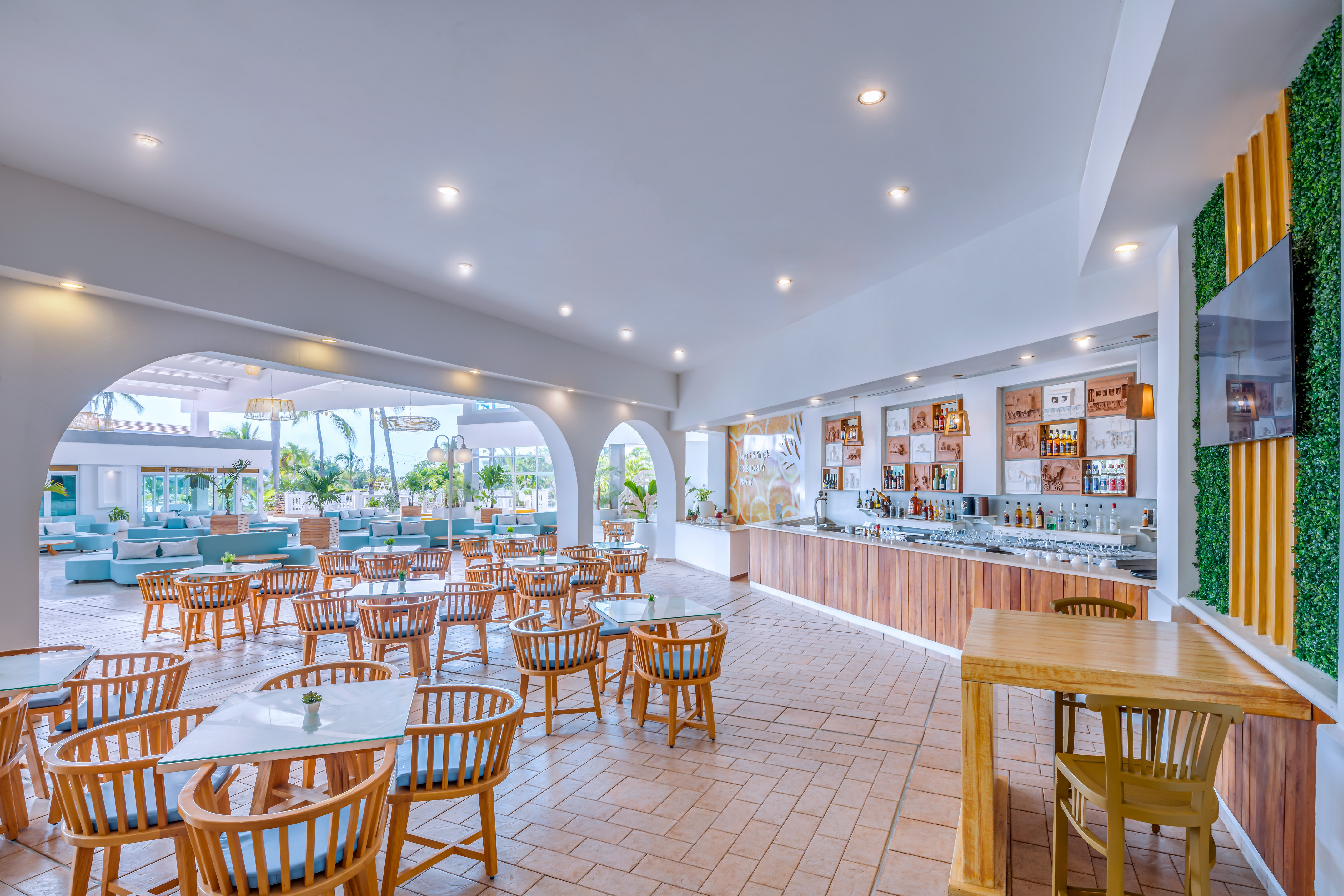 a restaurant with tables and chairs