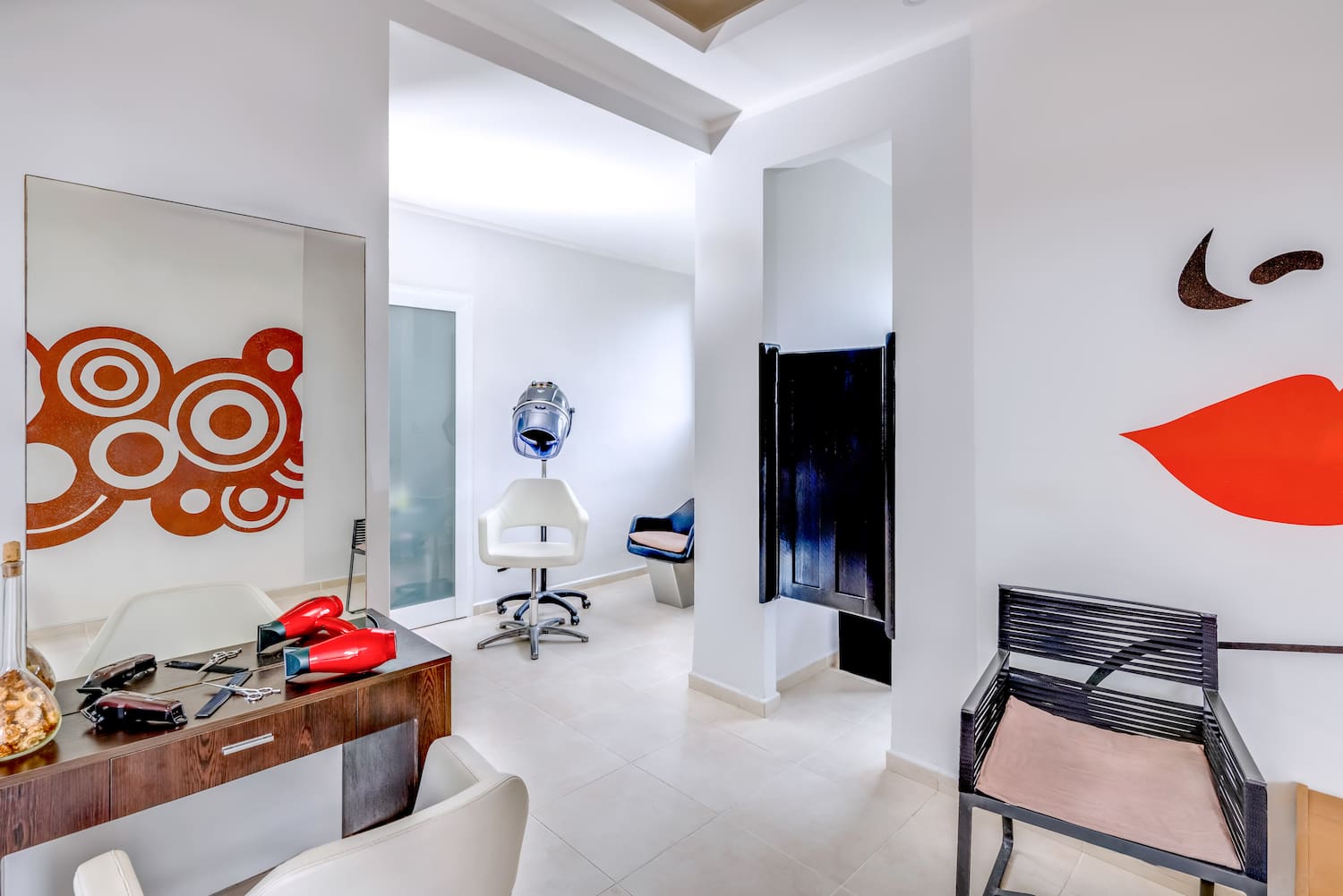 a room with a chair and a table