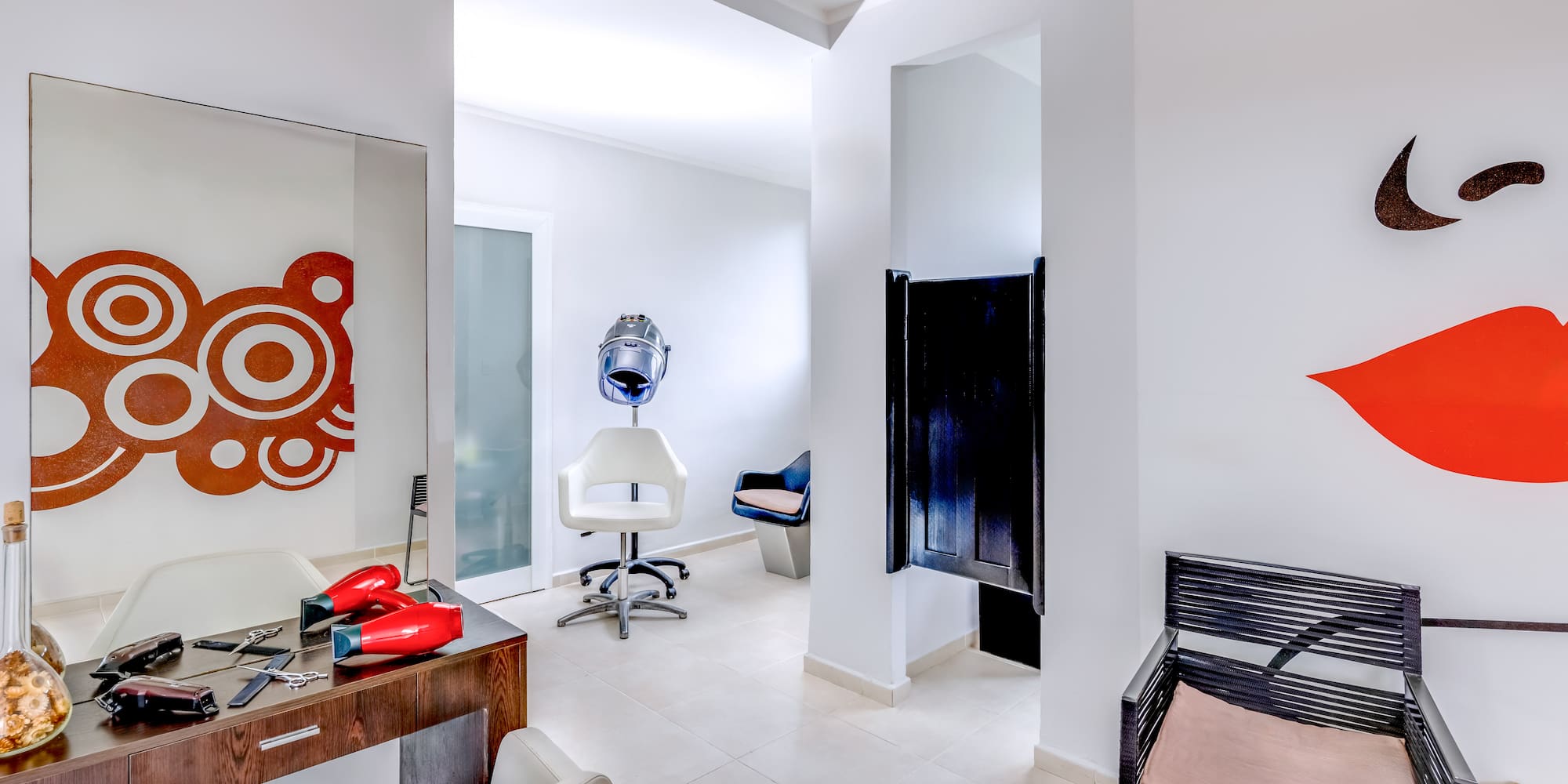 a room with a chair and a table