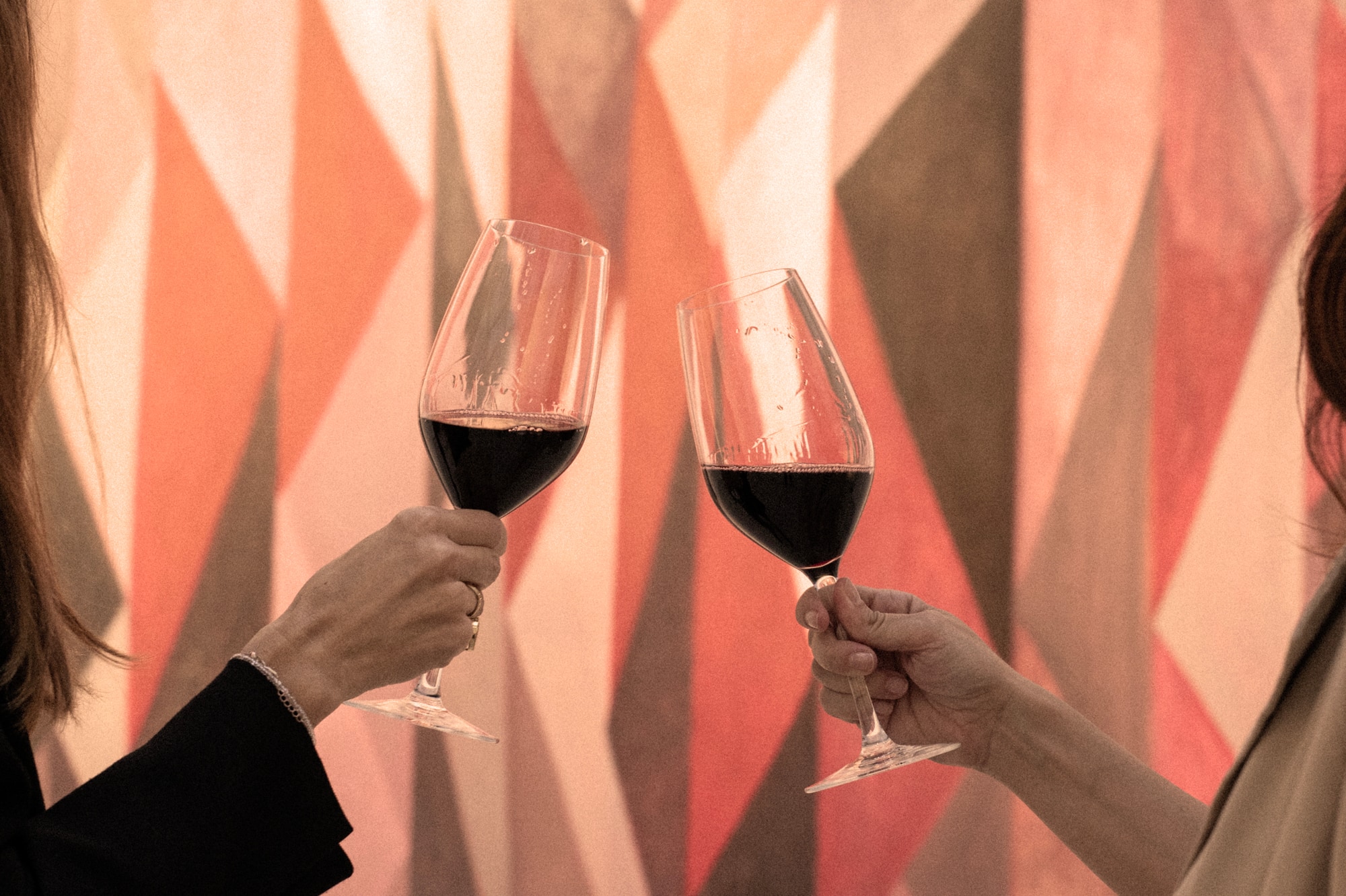 two women holding wine glasses