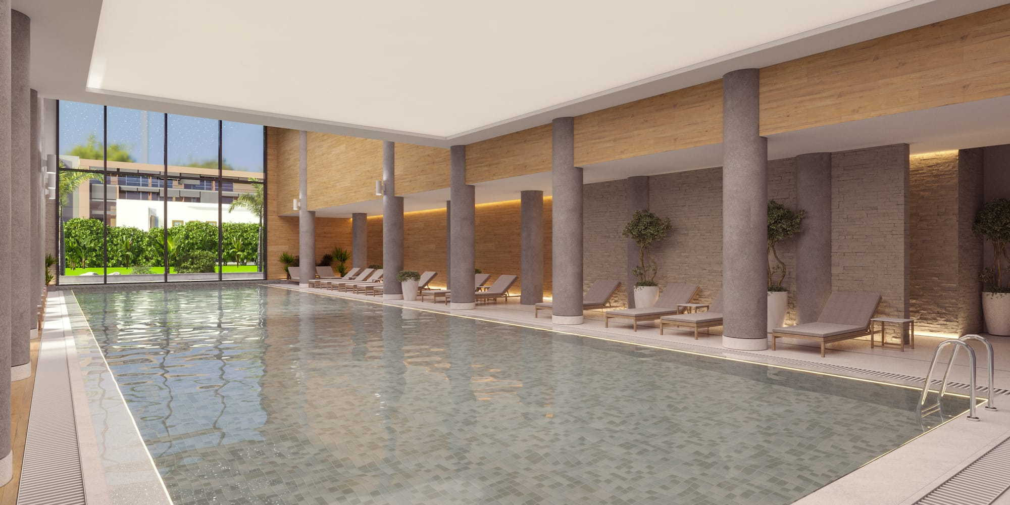 a pool inside a building