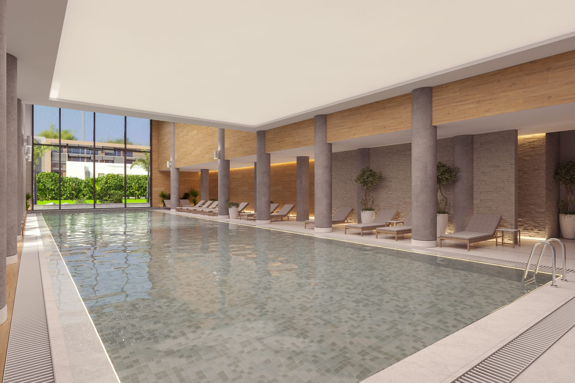 a pool inside a building