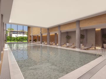 a pool inside a building