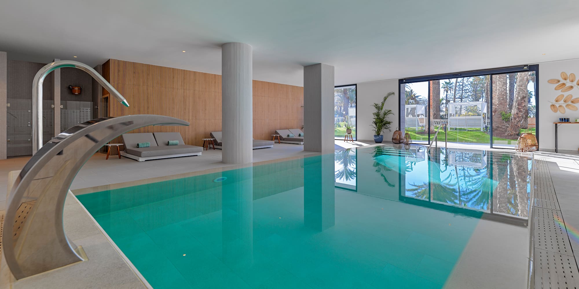 a swimming pool inside a house