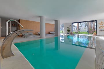 a swimming pool inside a house
