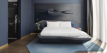 a bed in a room