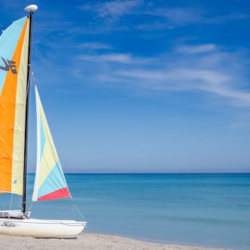 a sailboat on a beach
