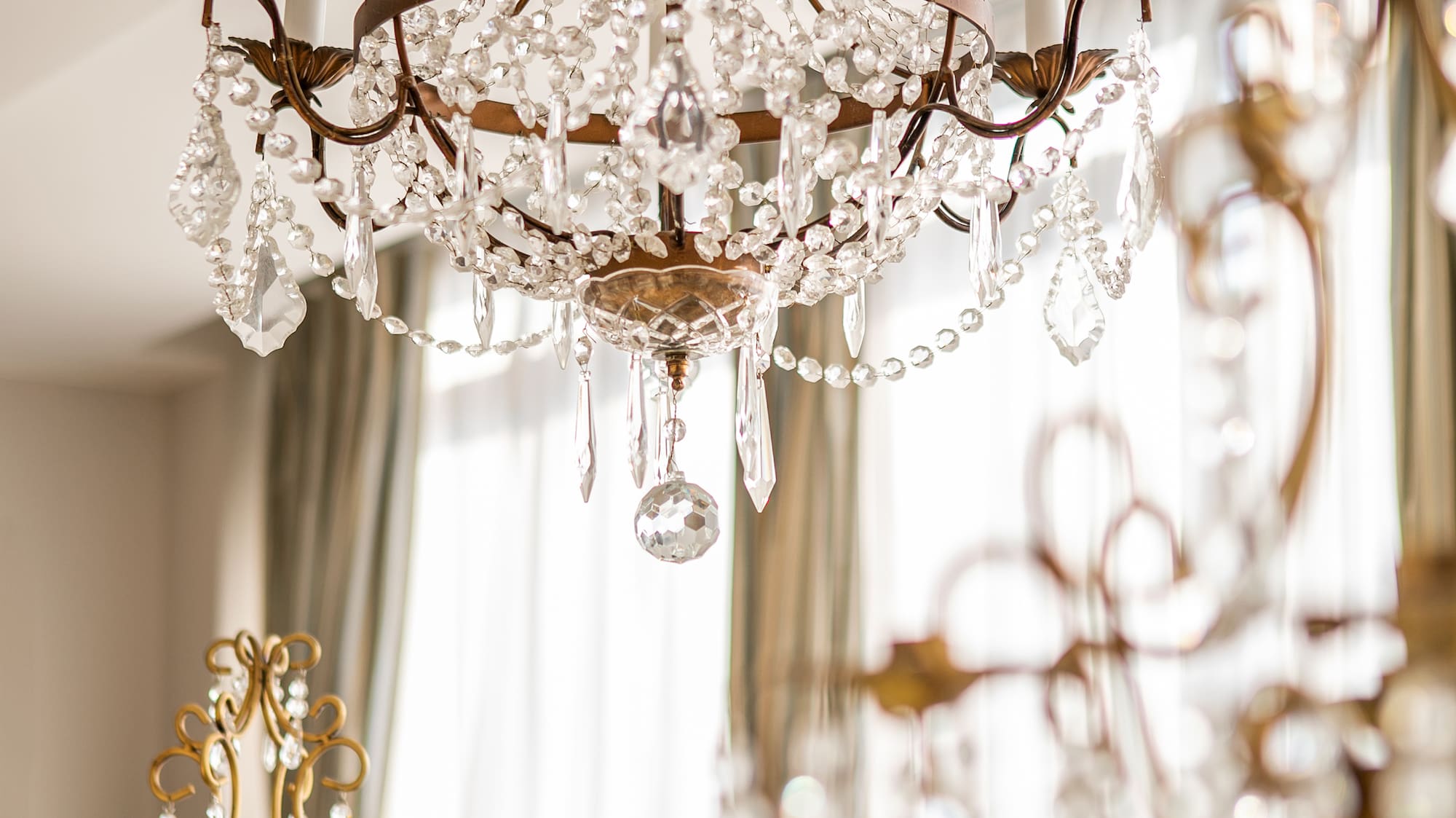 a chandelier from the ceiling