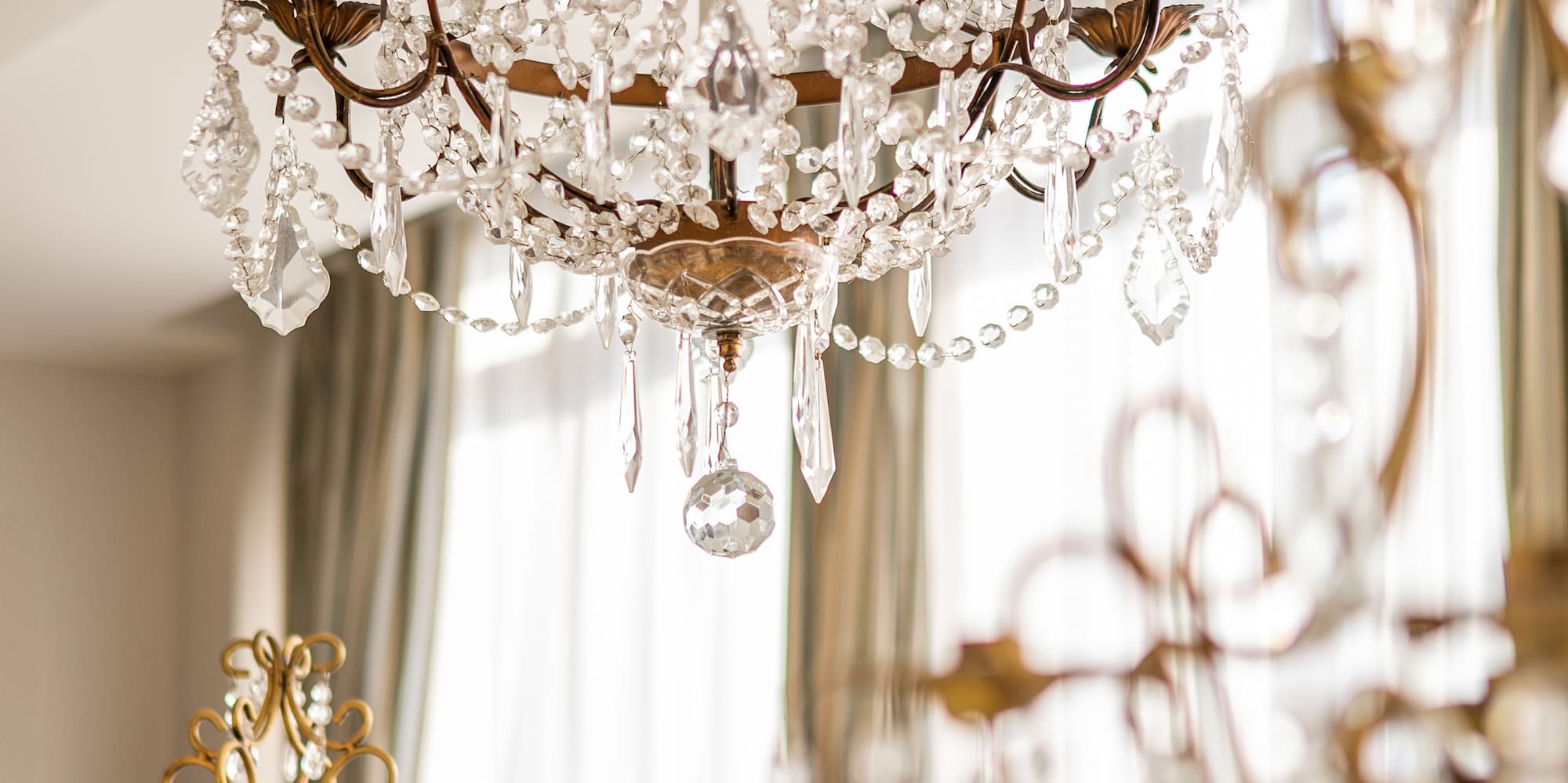 a chandelier from the ceiling