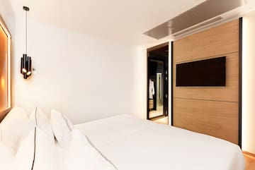 a bed in a room