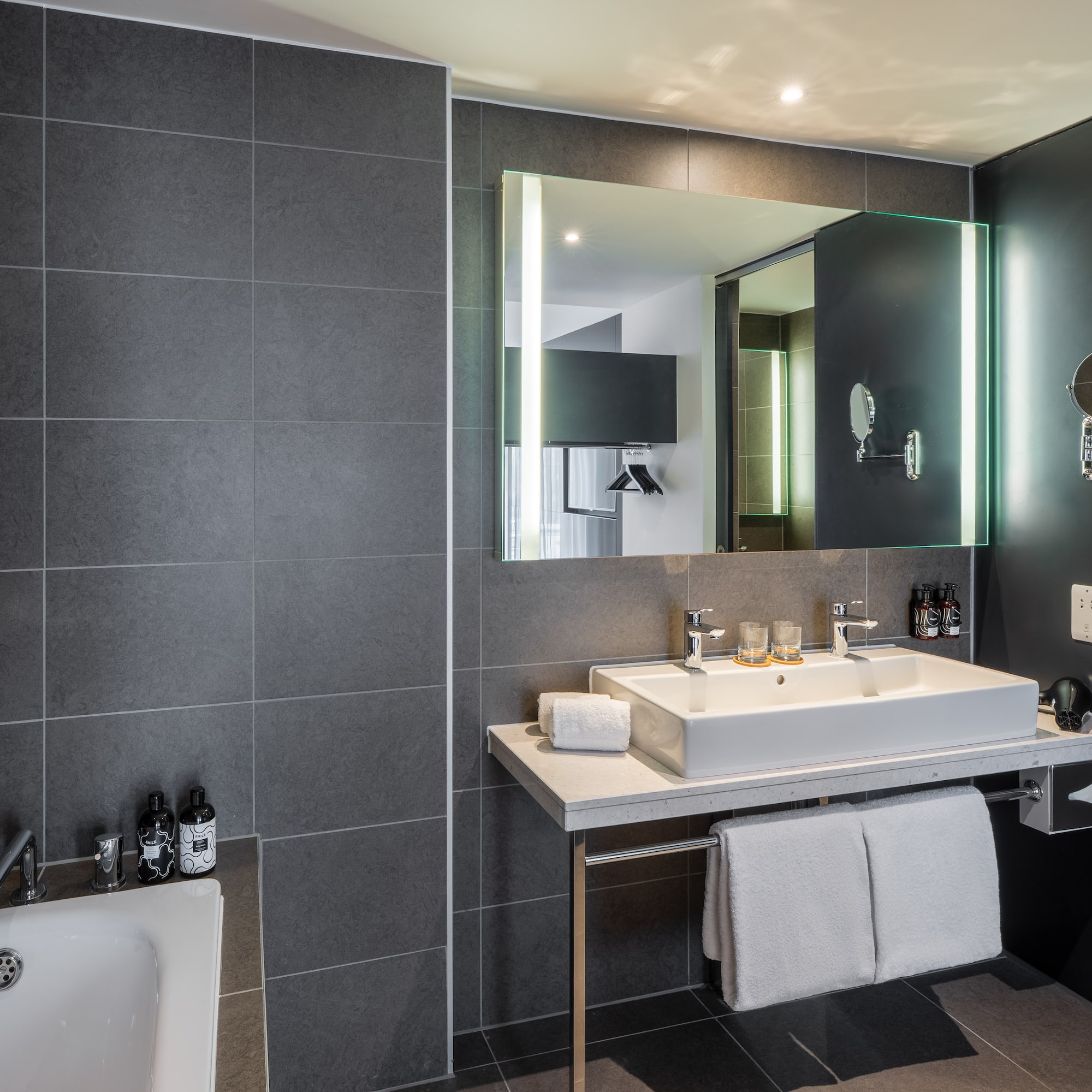 a bathroom with a sink and a bathtub