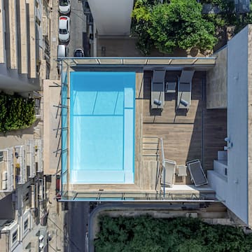 a pool on a roof