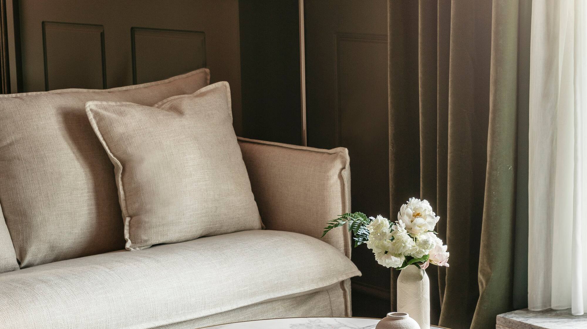 a coffee table in a living room