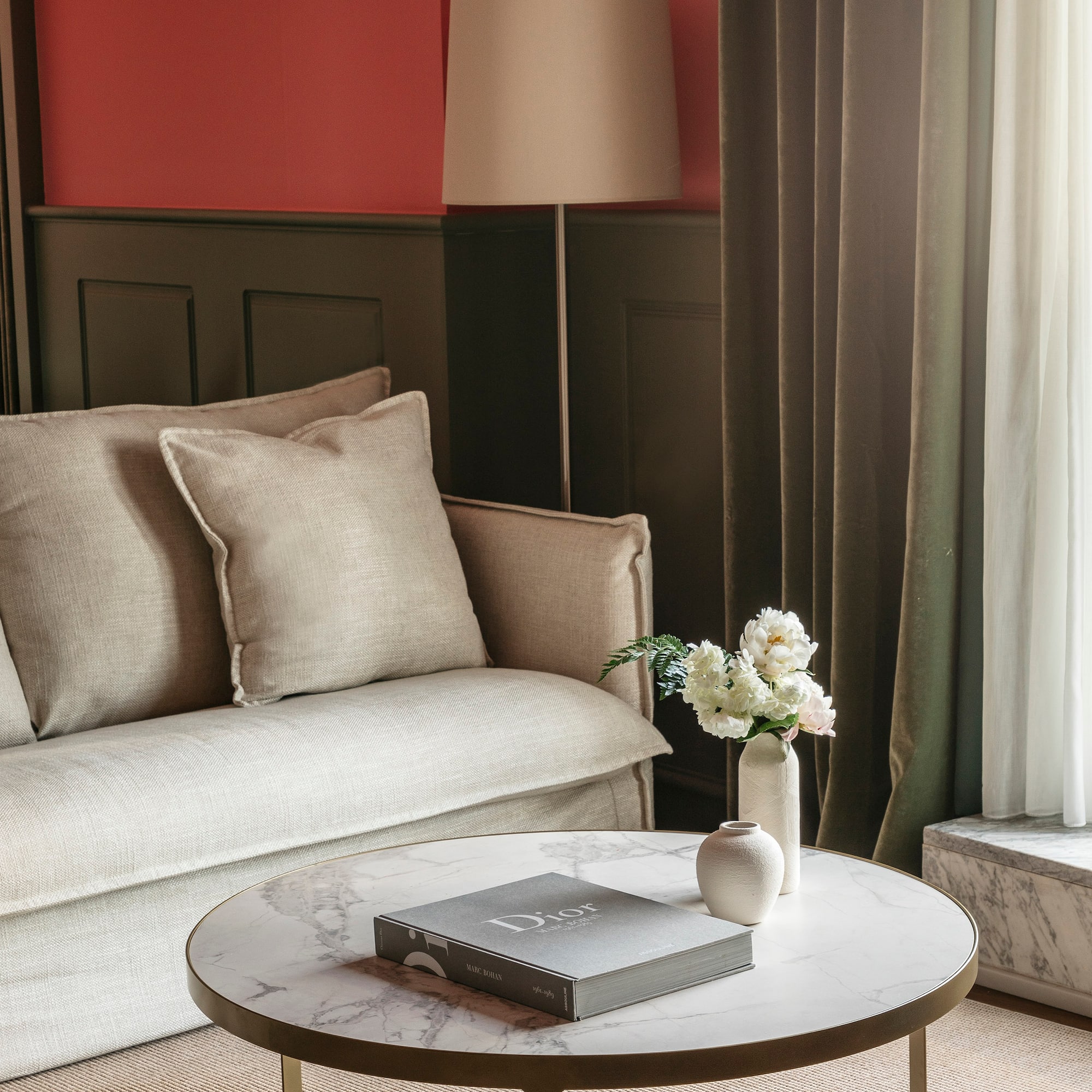 a coffee table in a living room