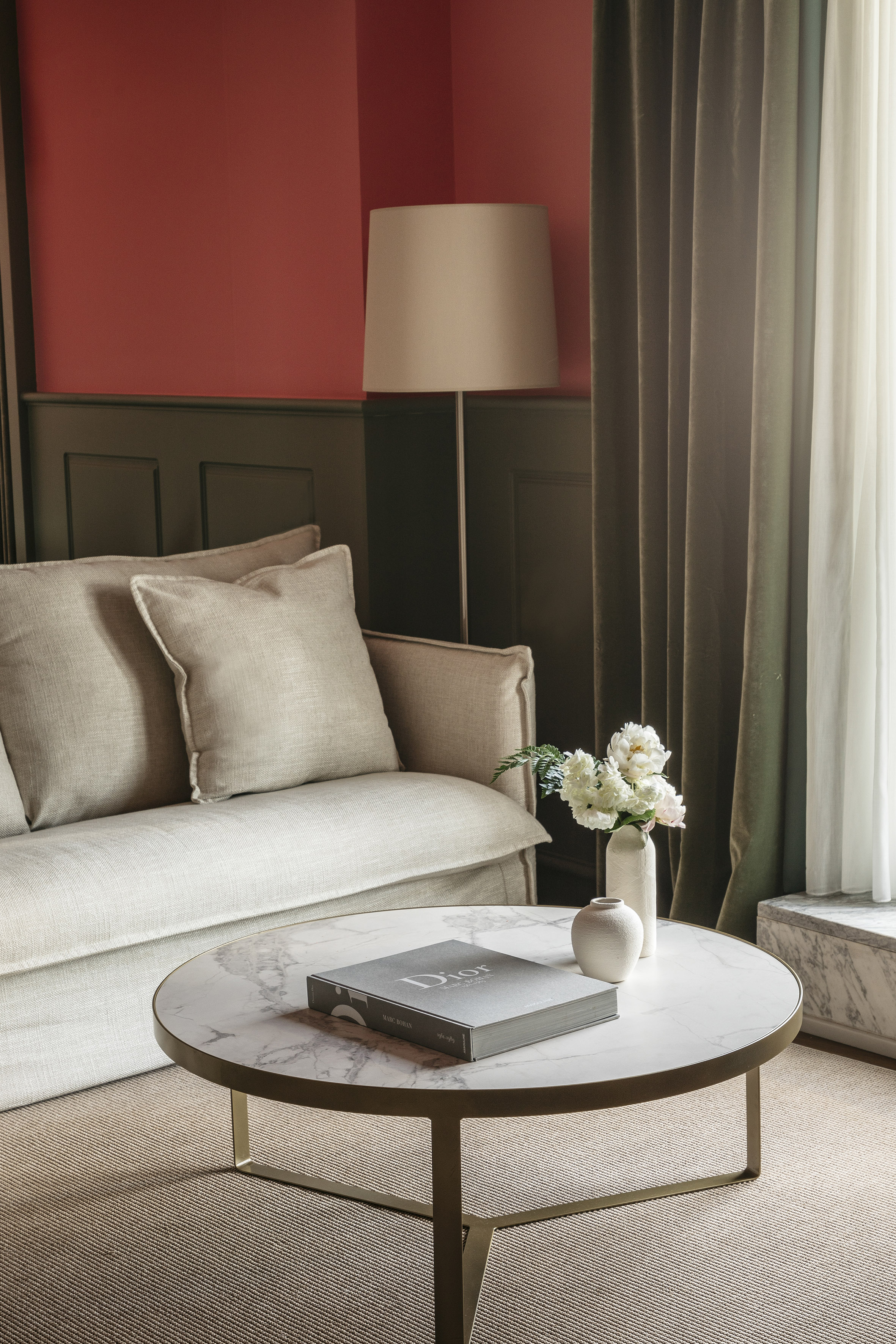 a coffee table in a living room