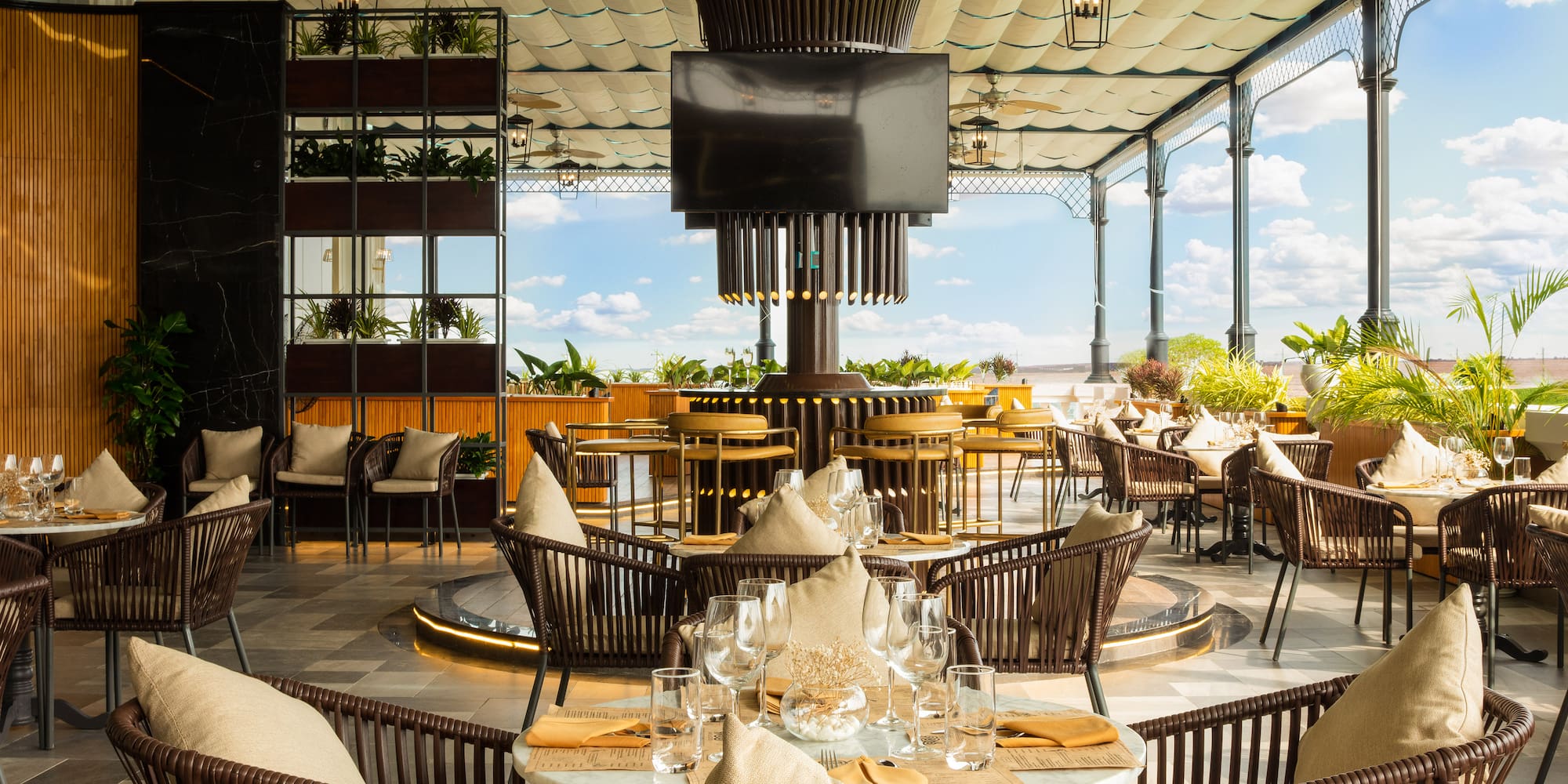 a restaurant with tables and chairs