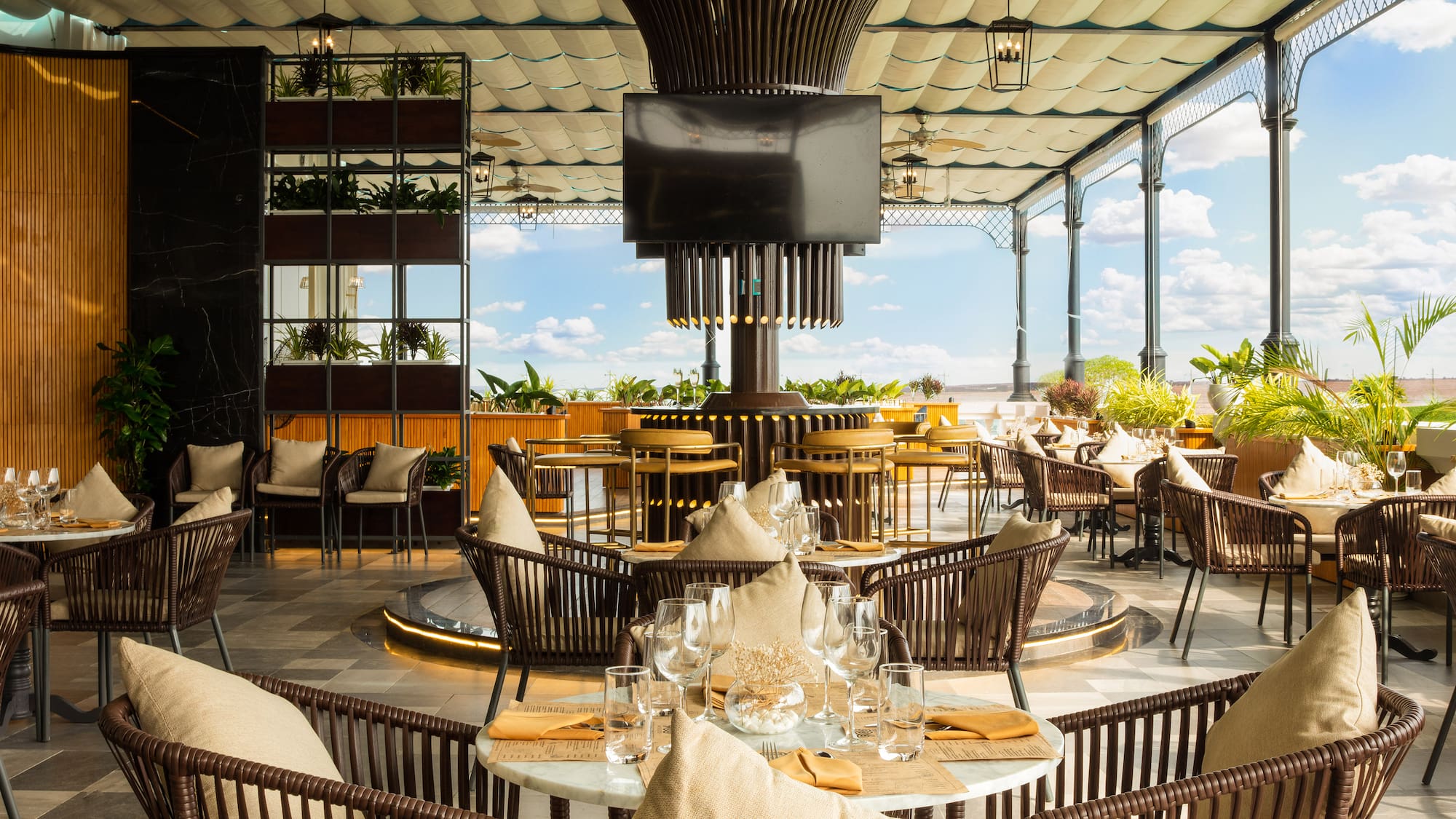 a restaurant with tables and chairs