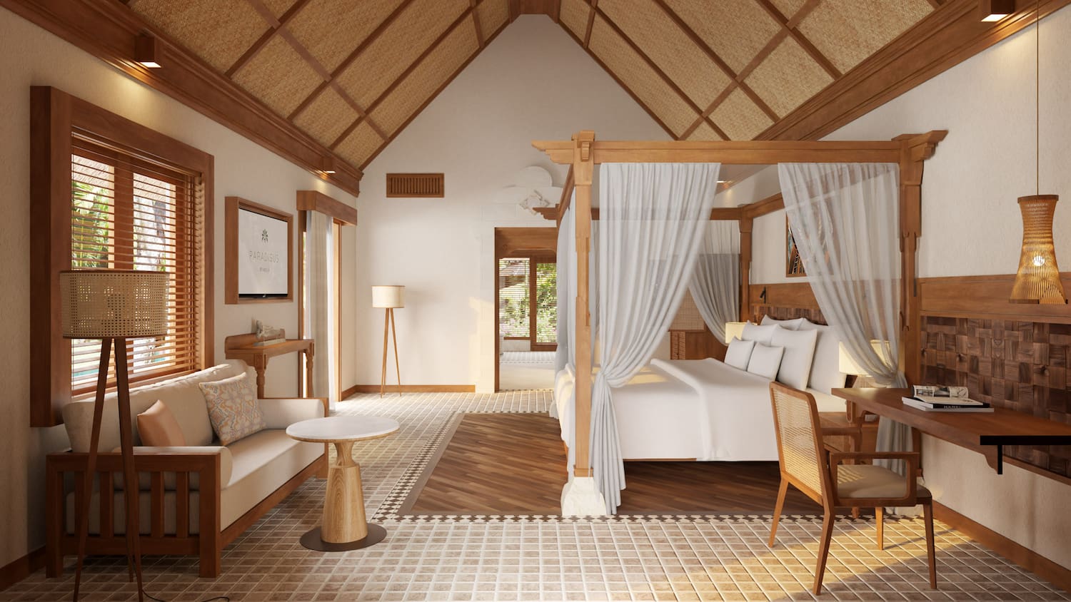 a room with a bed and a couch