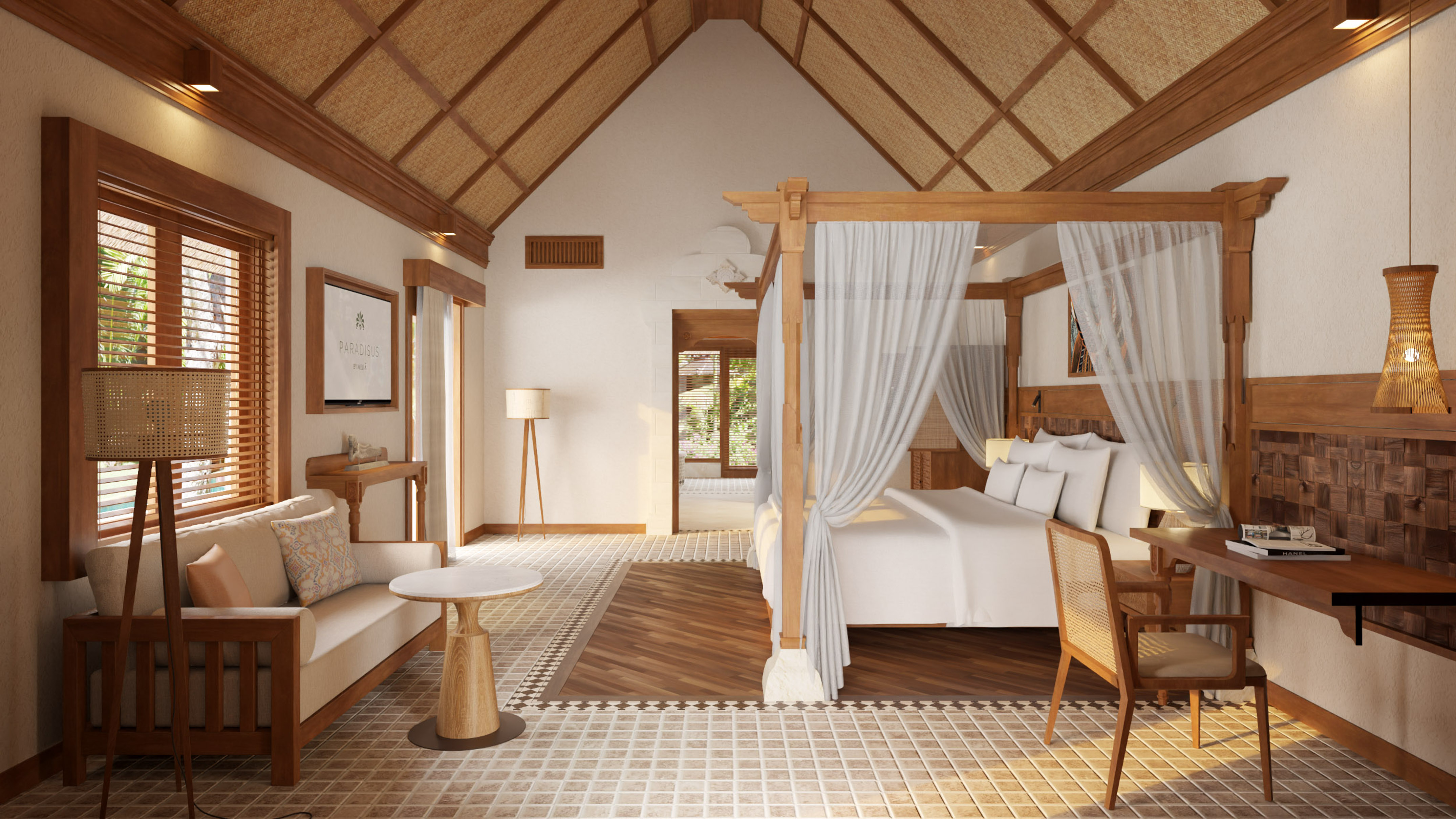 a room with a bed and a couch