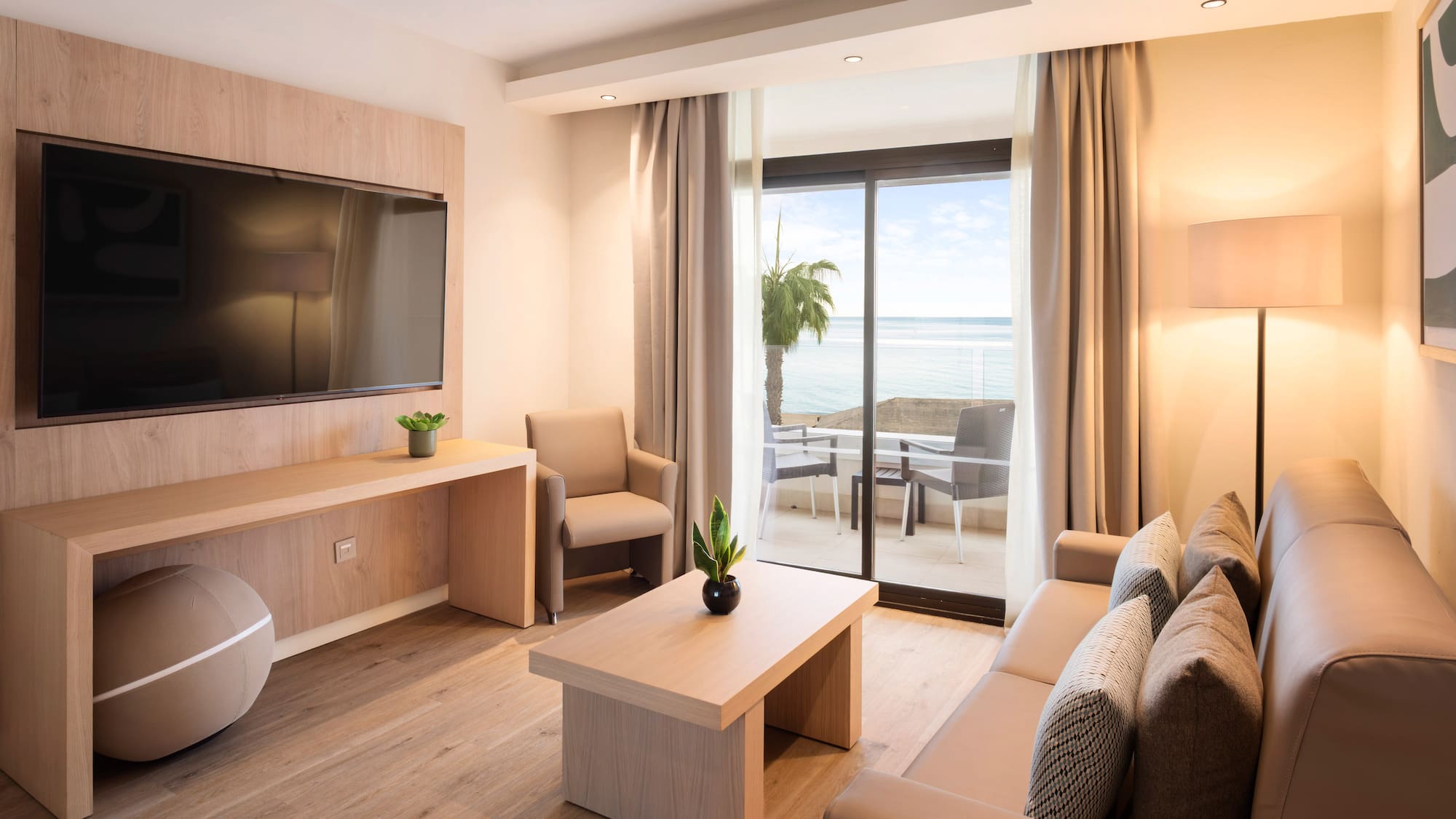 a room with a television and a table