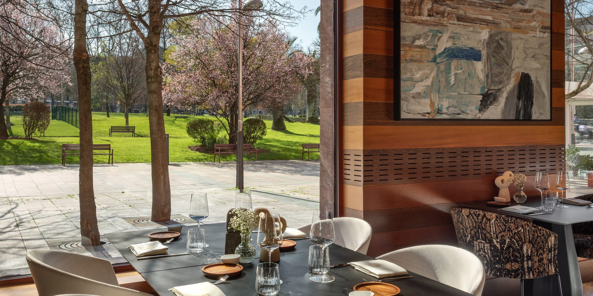 a table set for a meal outside