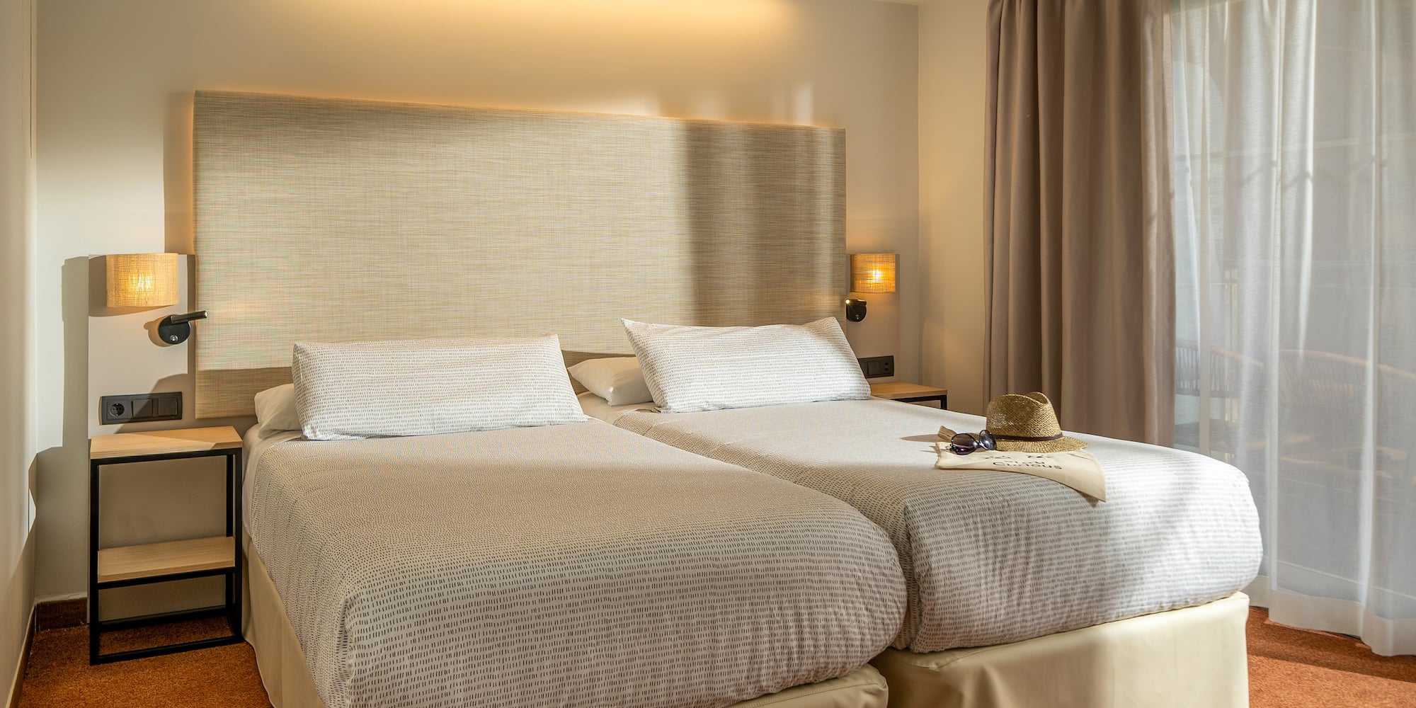 a two beds in a room