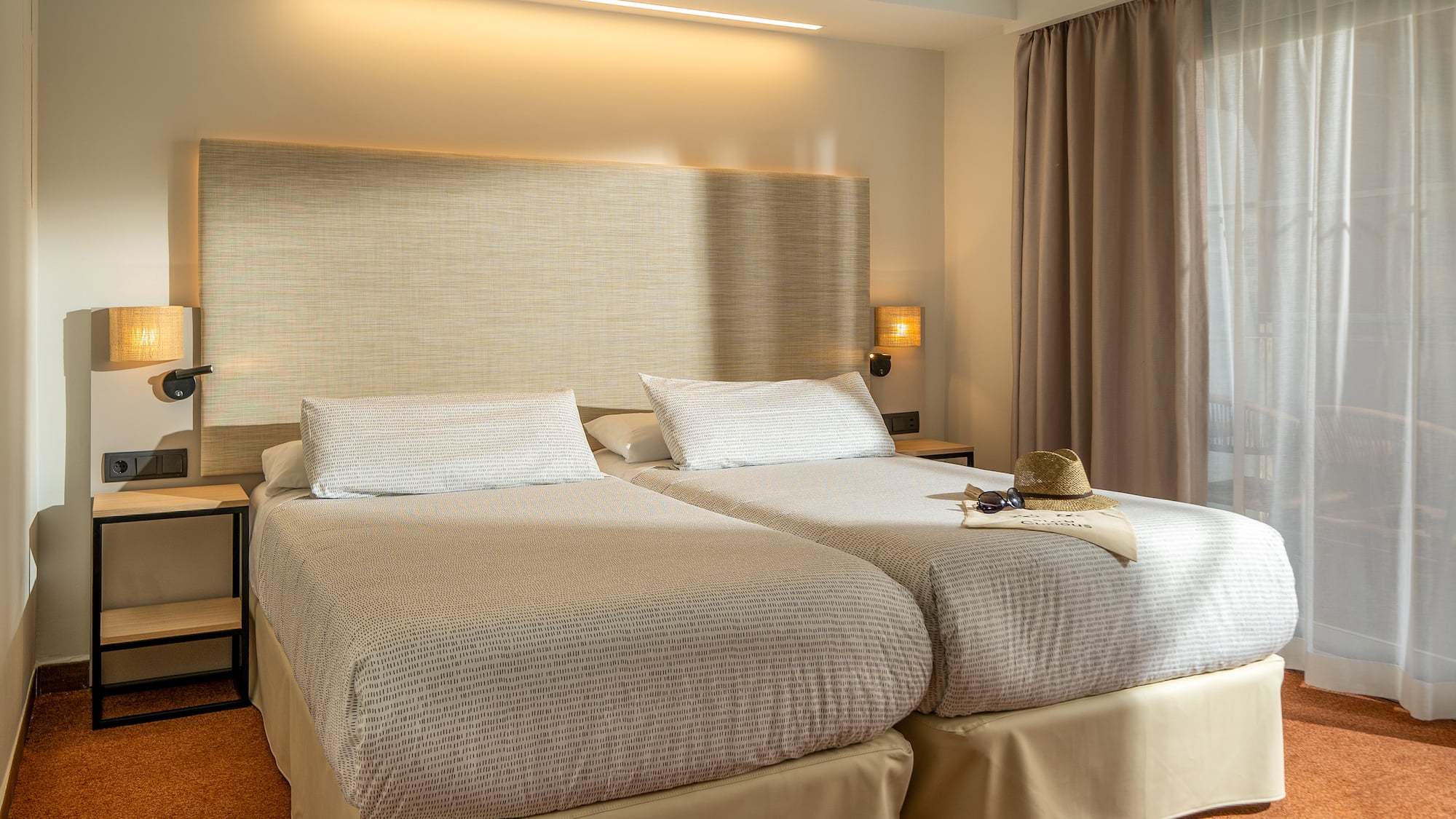 a two beds in a room