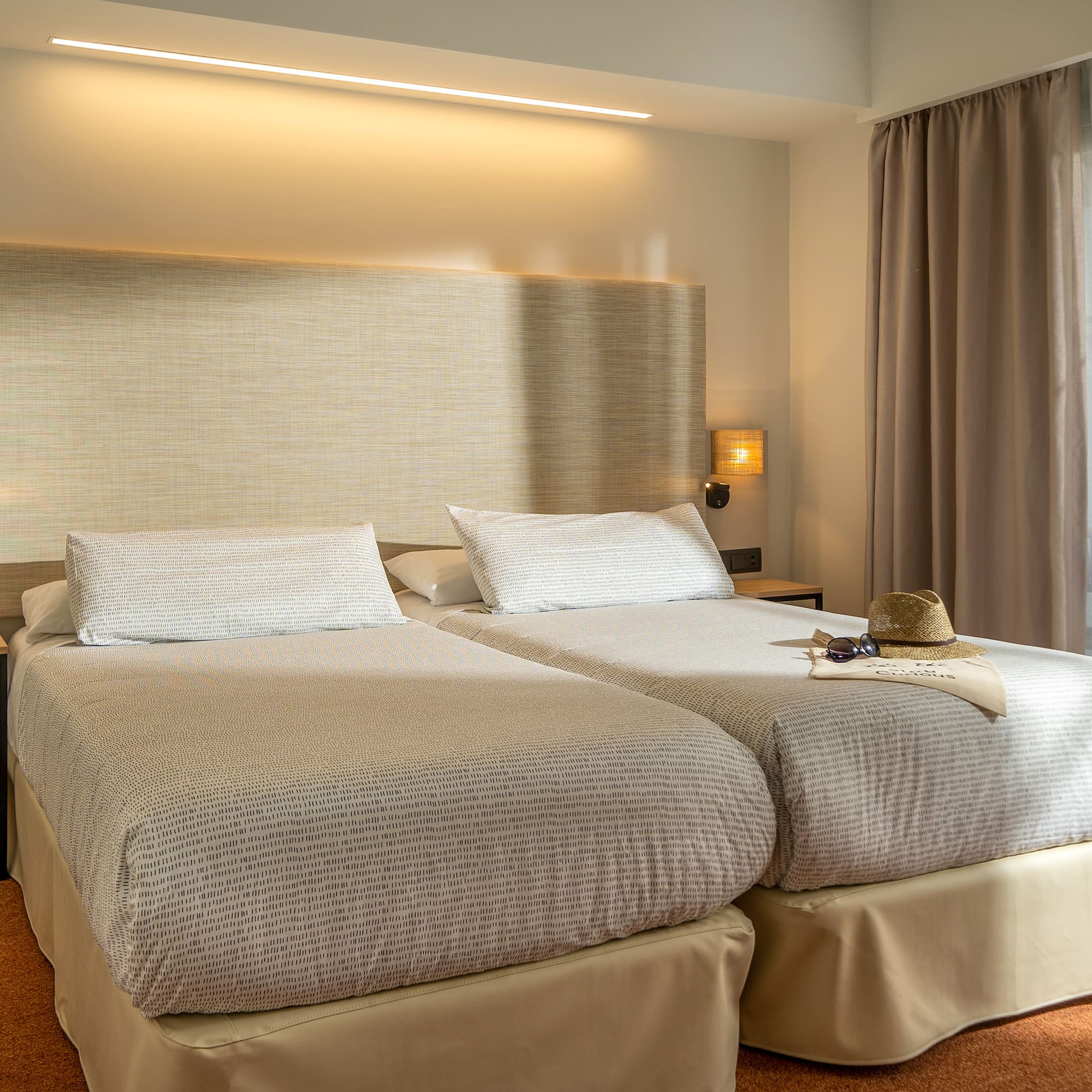 a two beds in a room