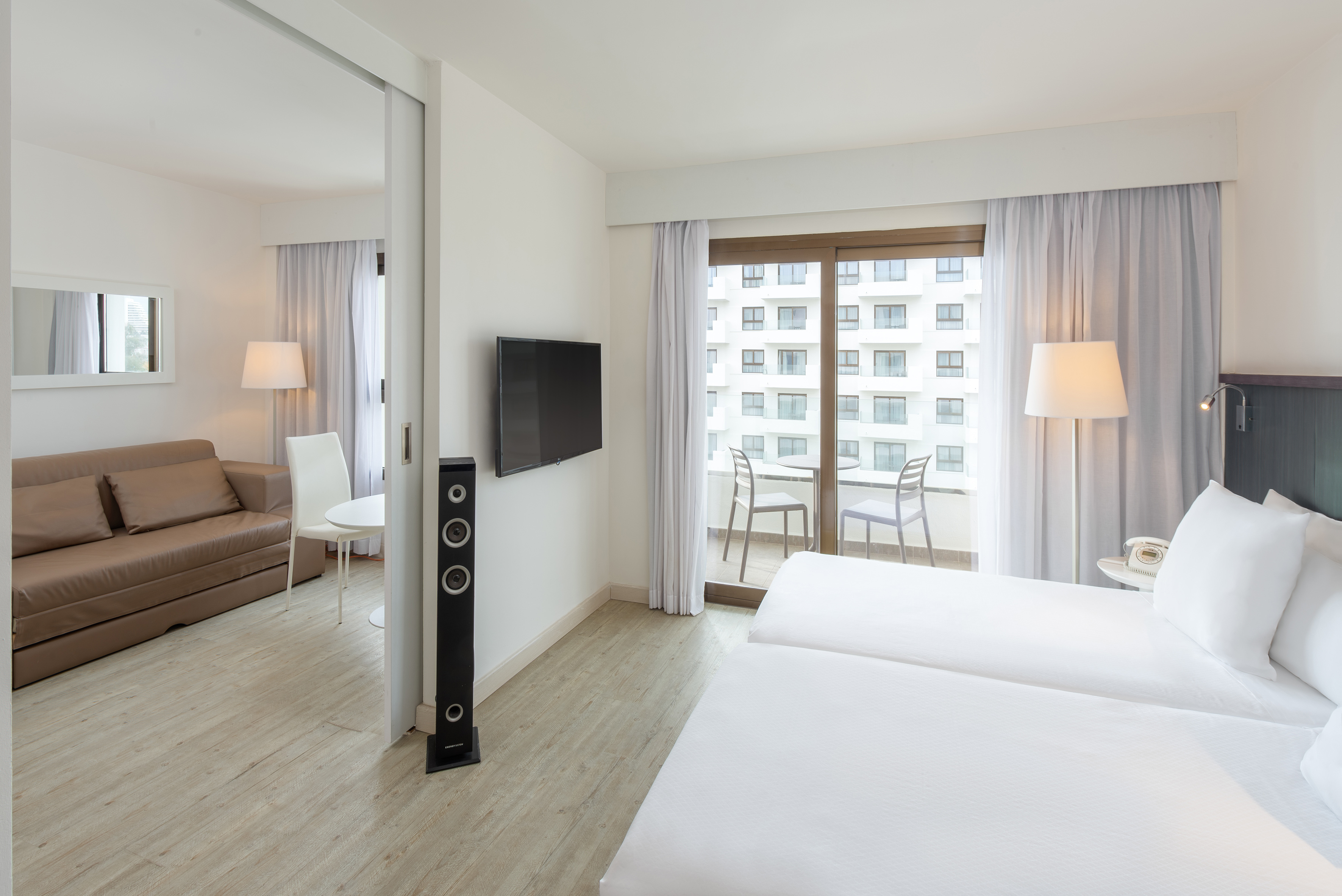 a room with a television and a couch