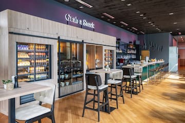 a restaurant with a bar and a counter