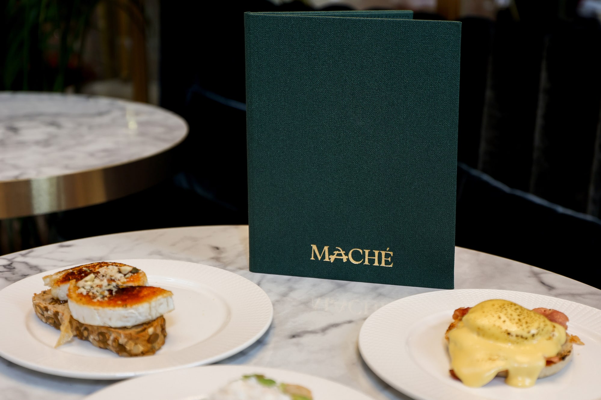 a table with plates of food on it