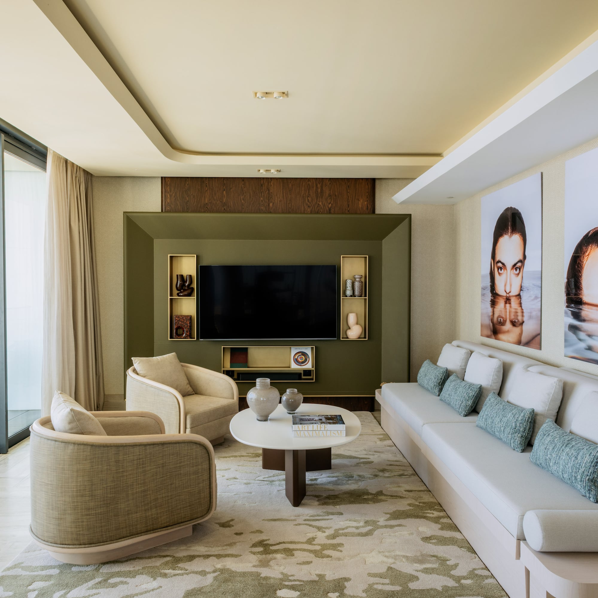 a living room with a couch and a tv