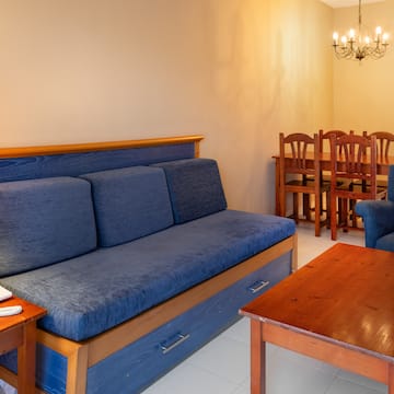 a room with a couch and a table