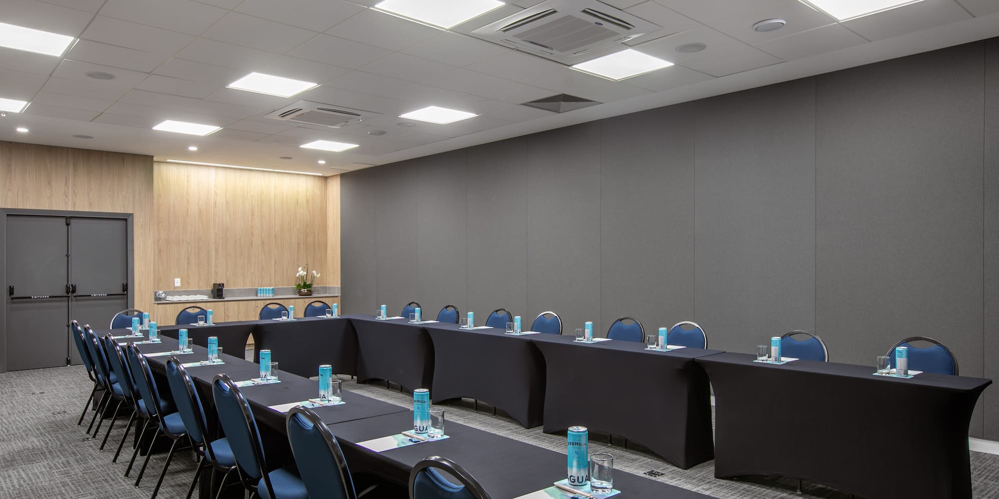 a room with tables and chairs