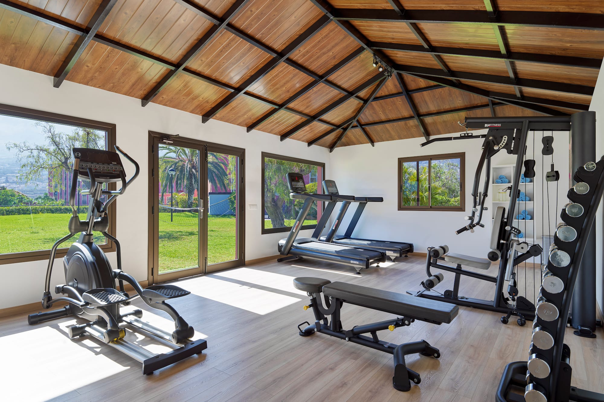 a room with exercise equipment