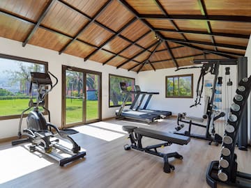 a room with exercise equipment