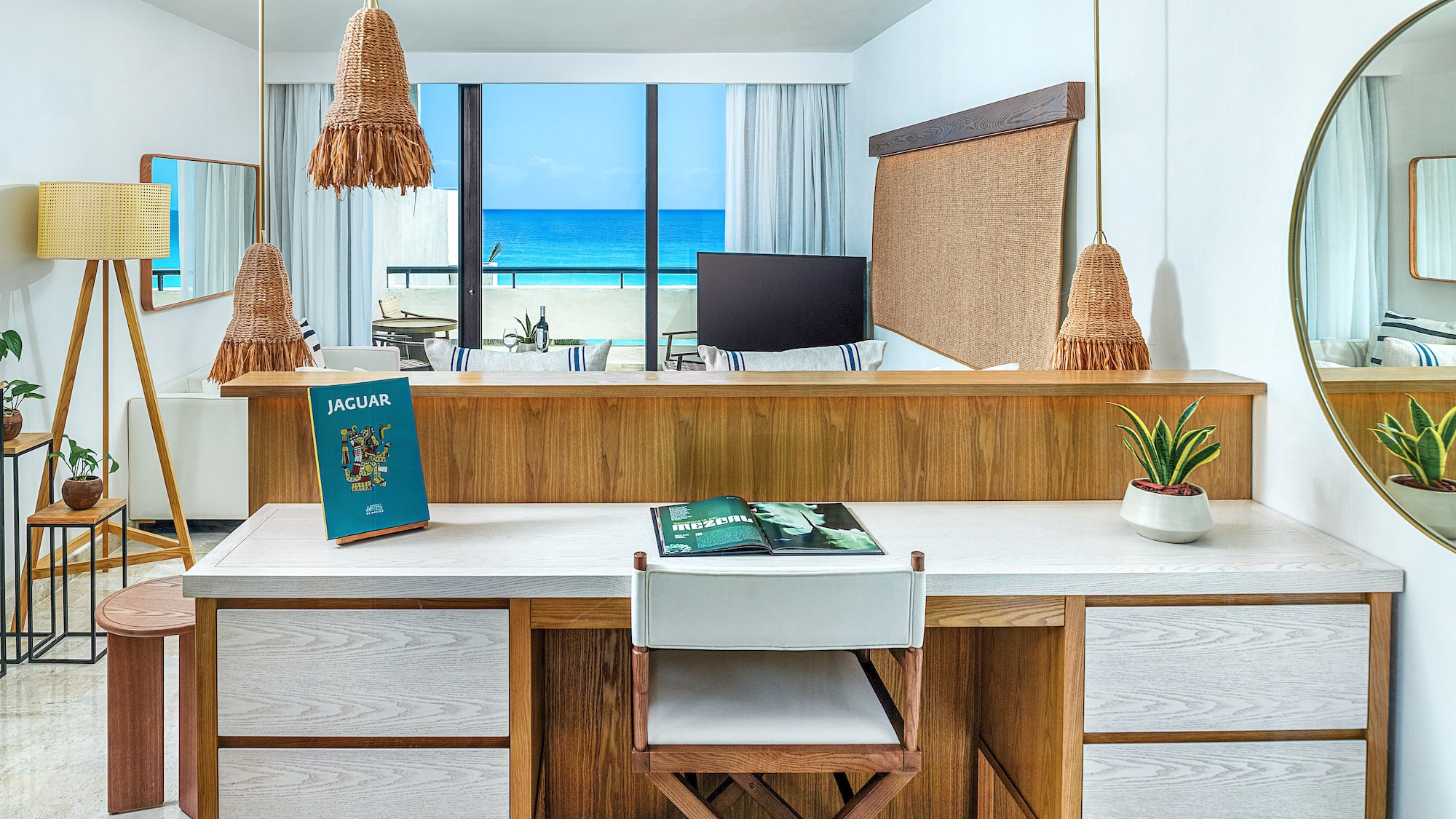 a desk with a book on it
