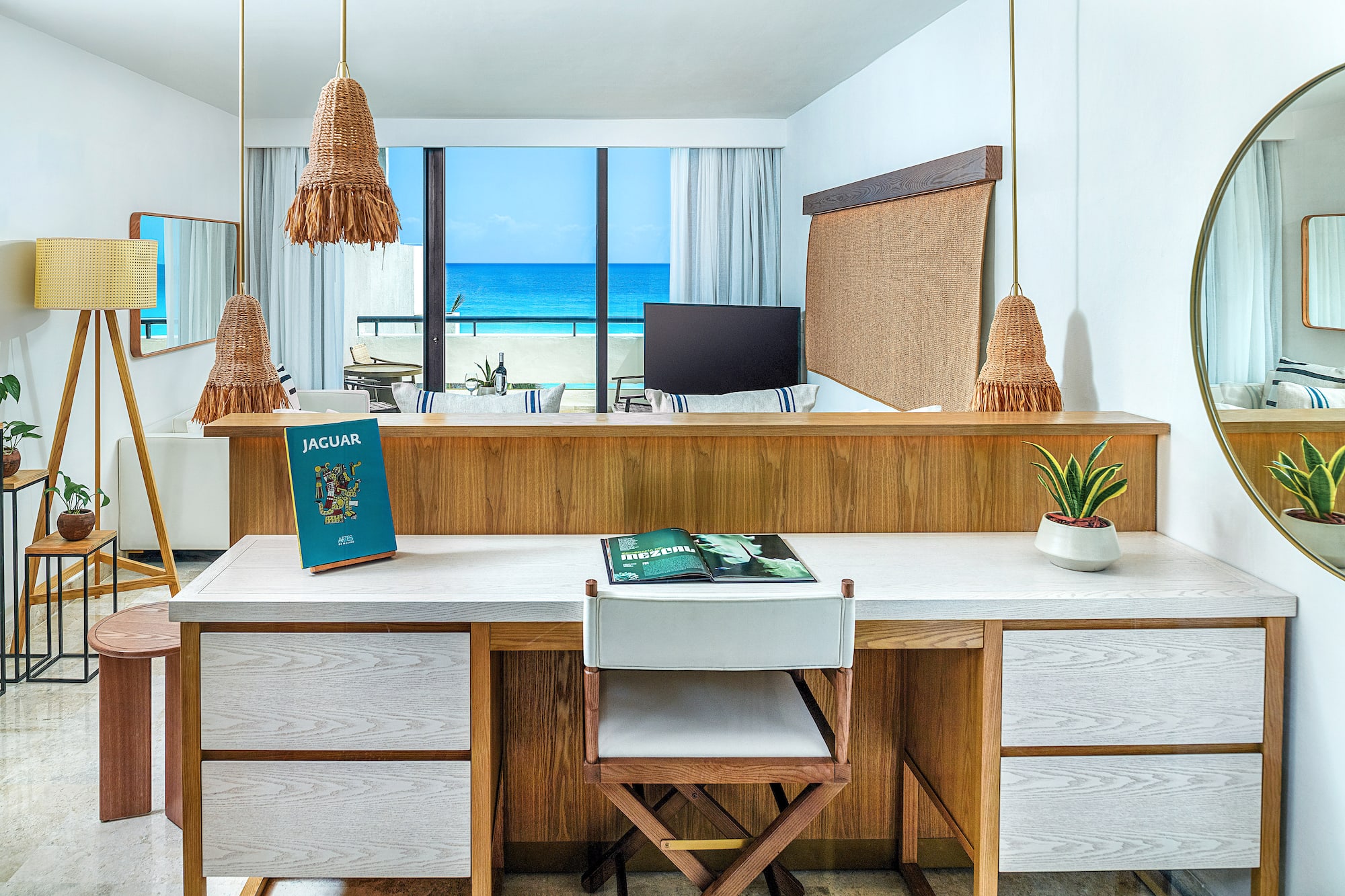 a desk with a book on it