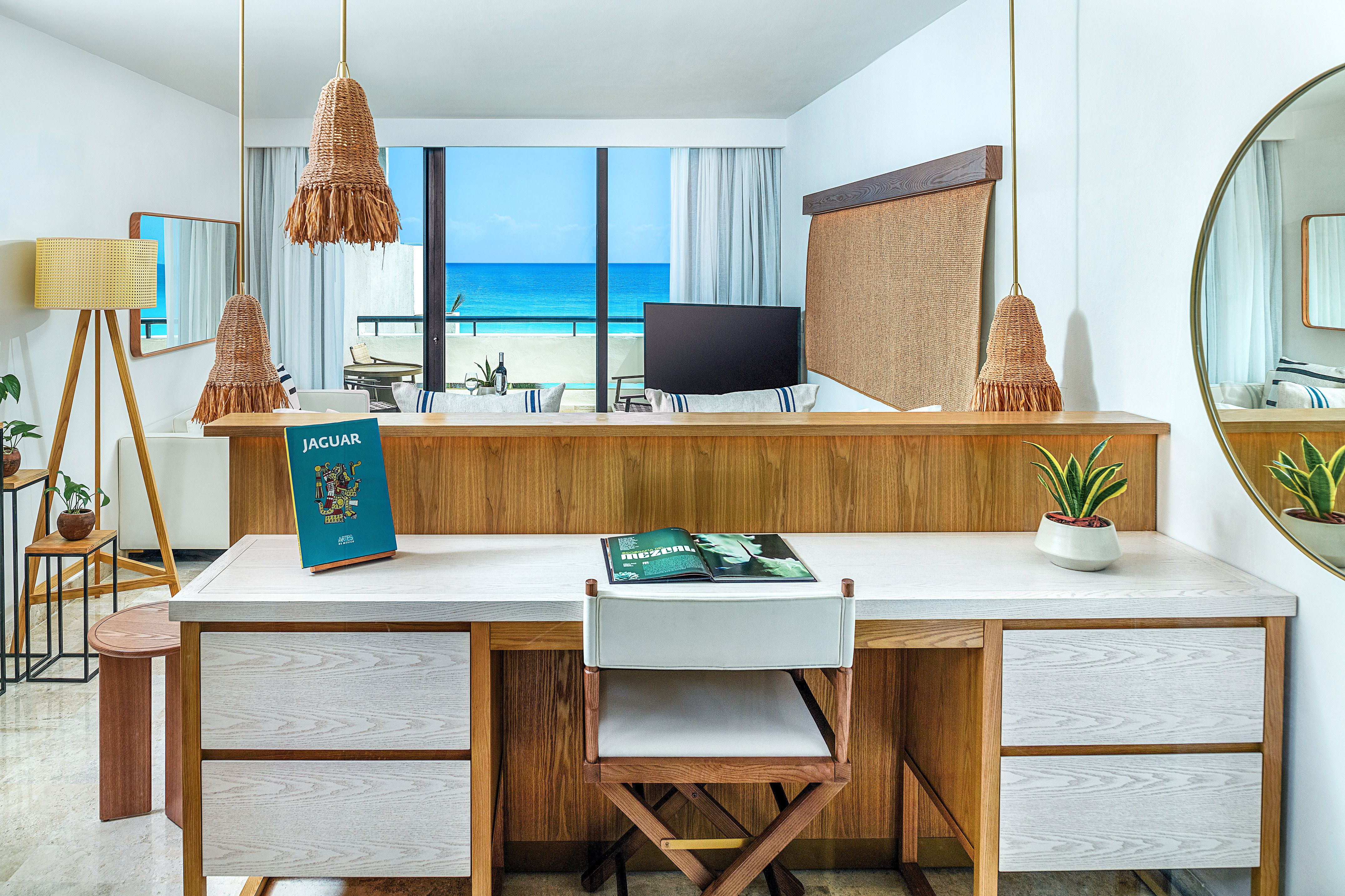 a desk with a book on it