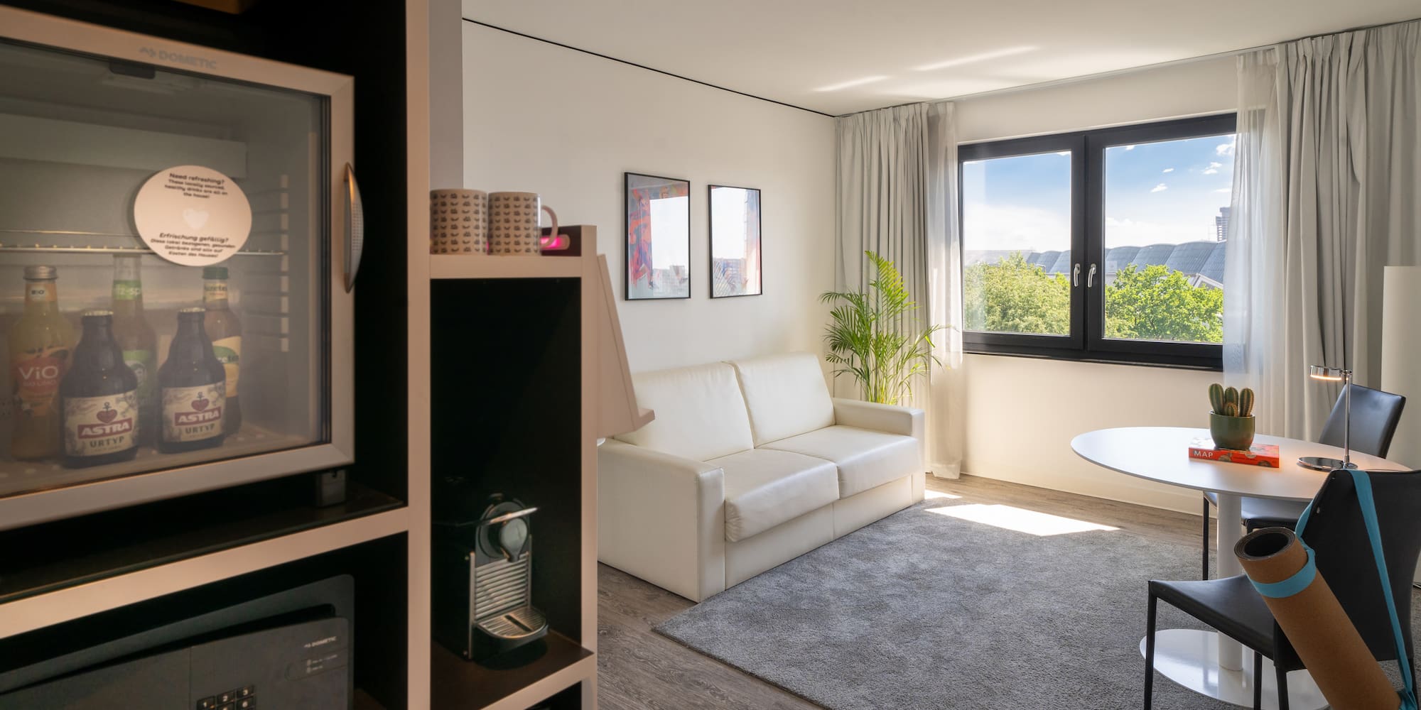 a room with a couch and a television