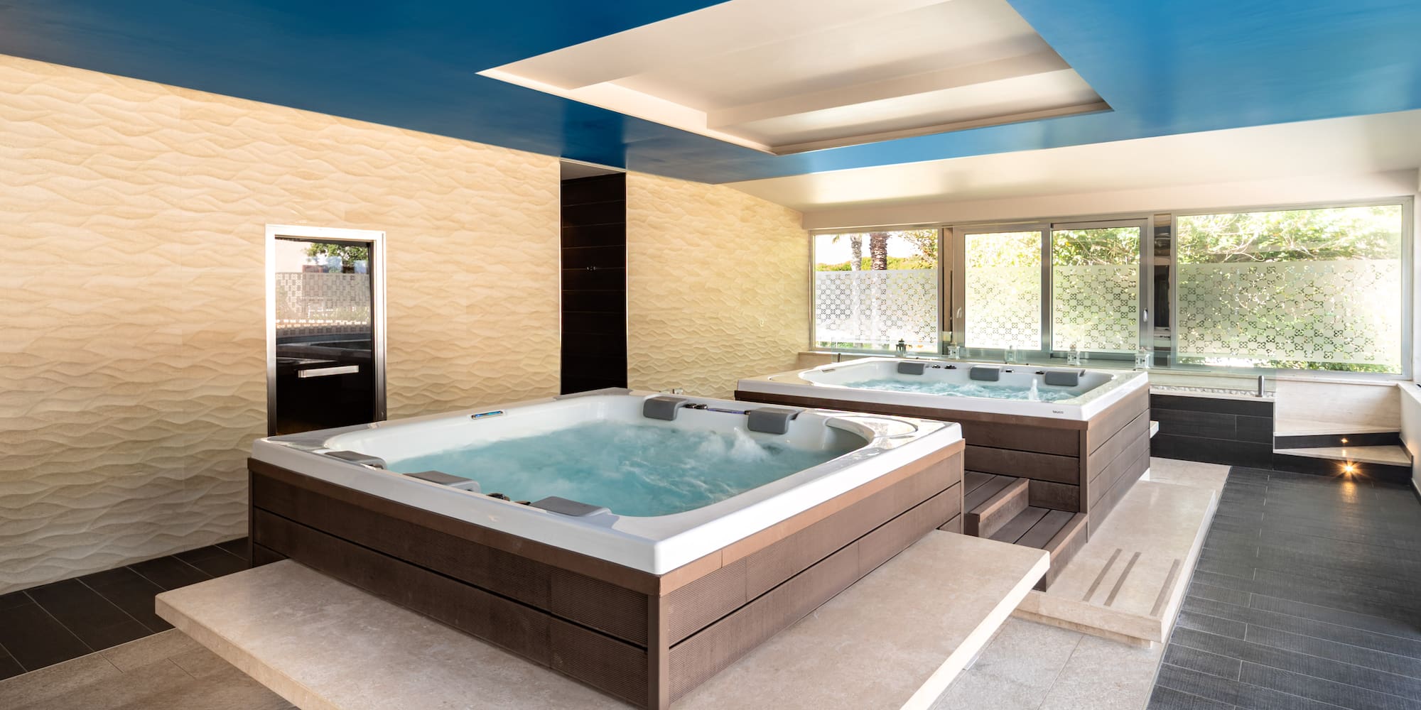 a large hot tubs in a room