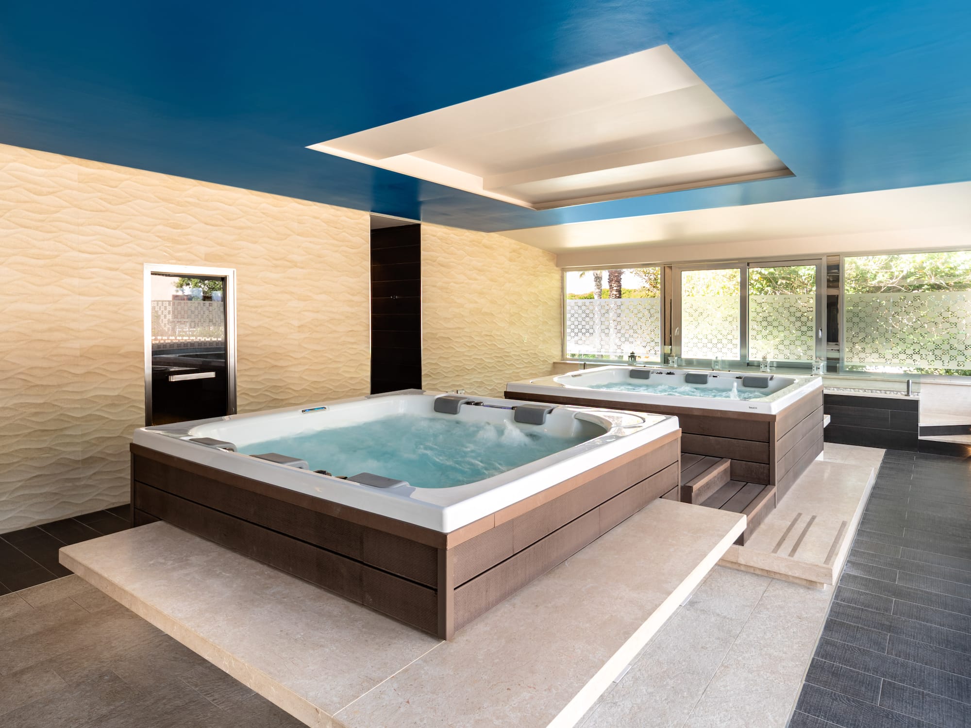 a large hot tubs in a room