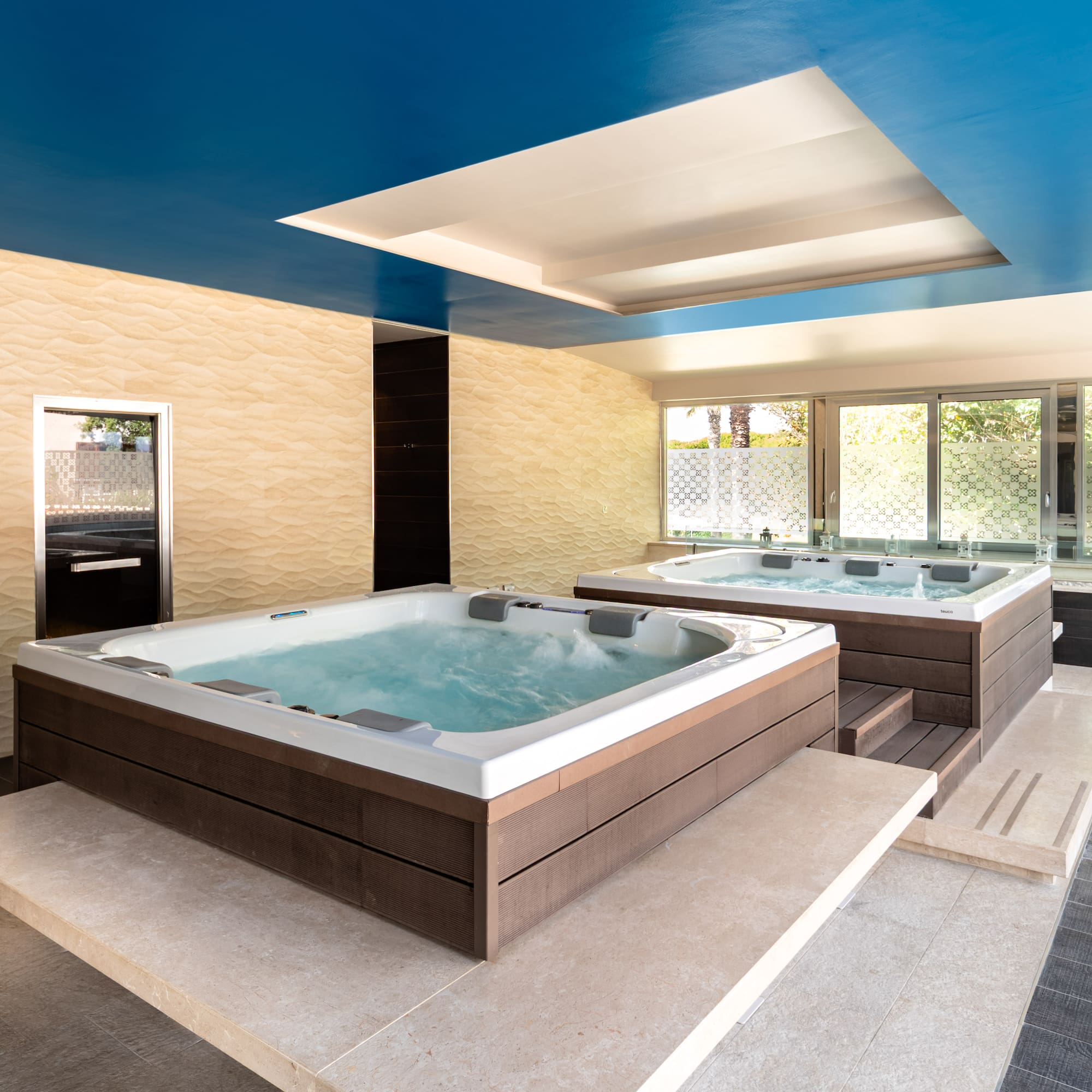 a large hot tubs in a room