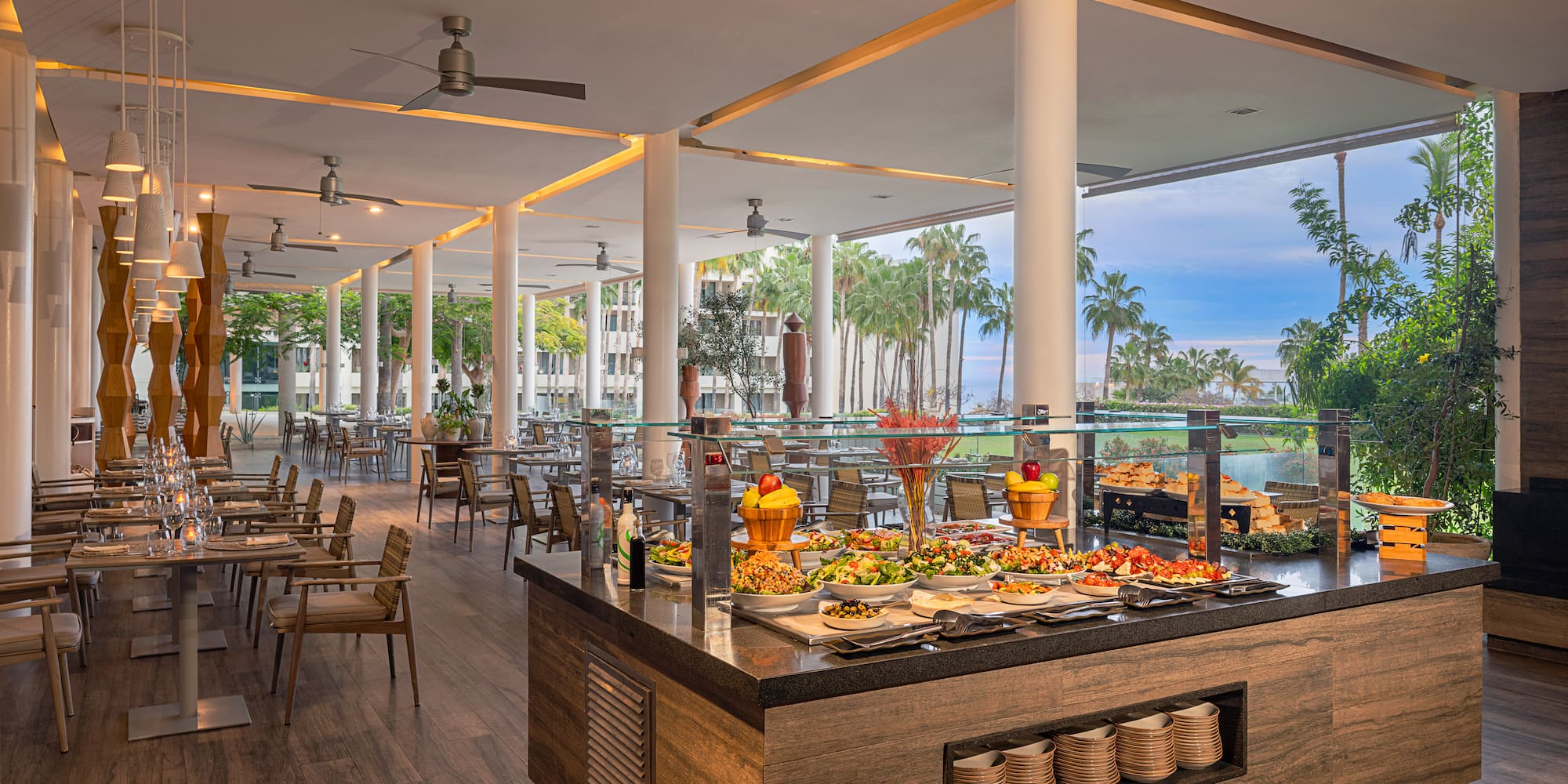 a food buffet in a restaurant