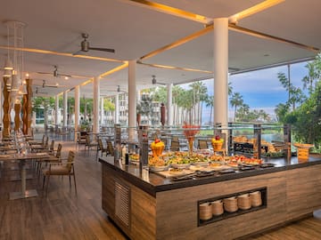 a food buffet in a restaurant