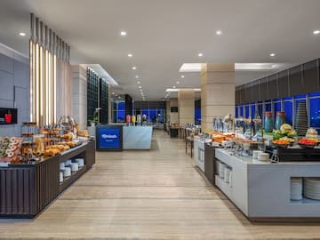 a buffet in a hotel