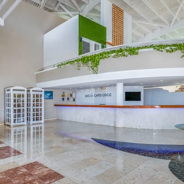a reception desk in a hotel.