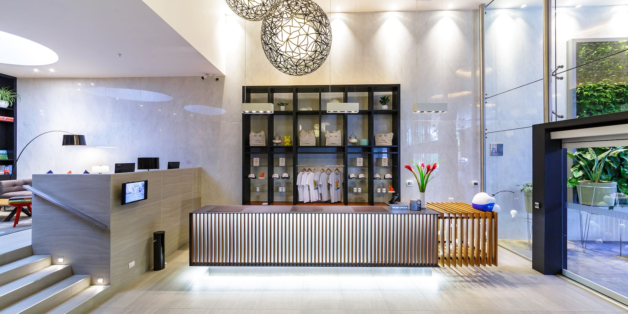 a reception desk in a room
