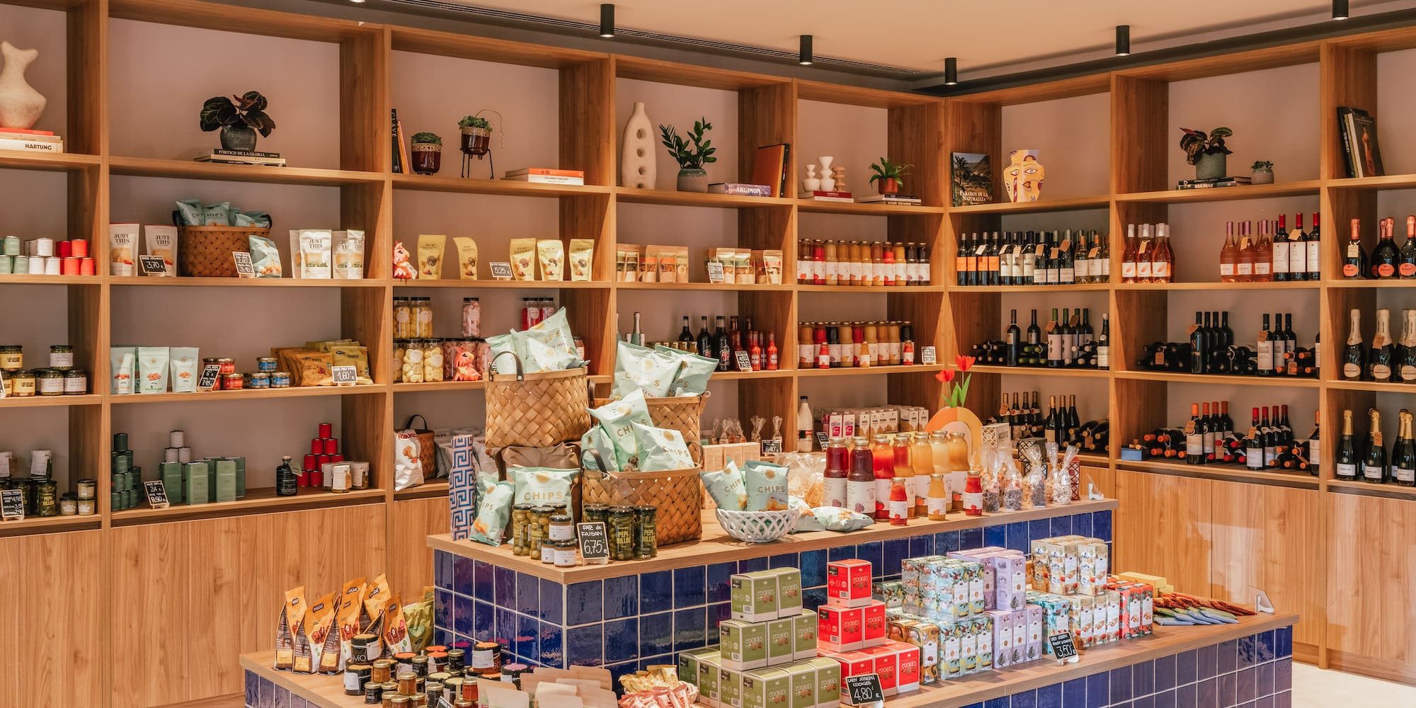 a store with shelves of food and drinks