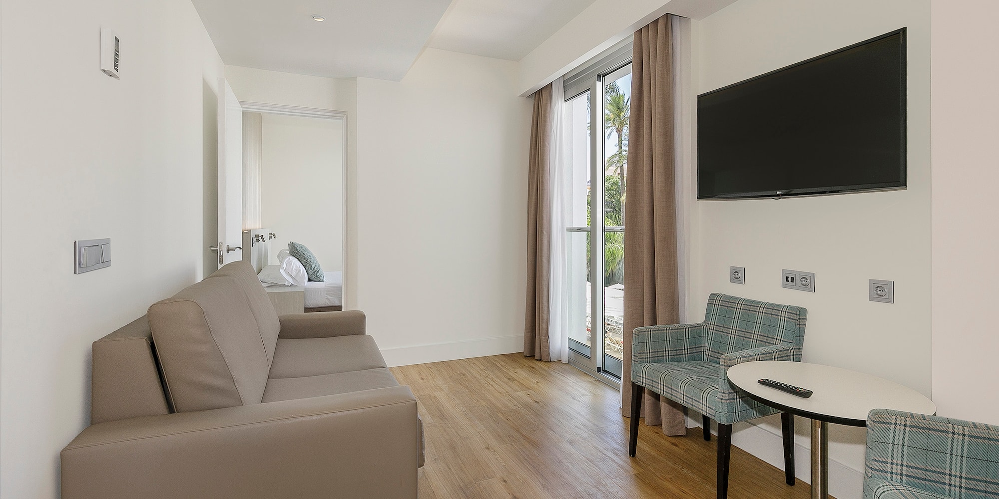 a room with a couch and a table